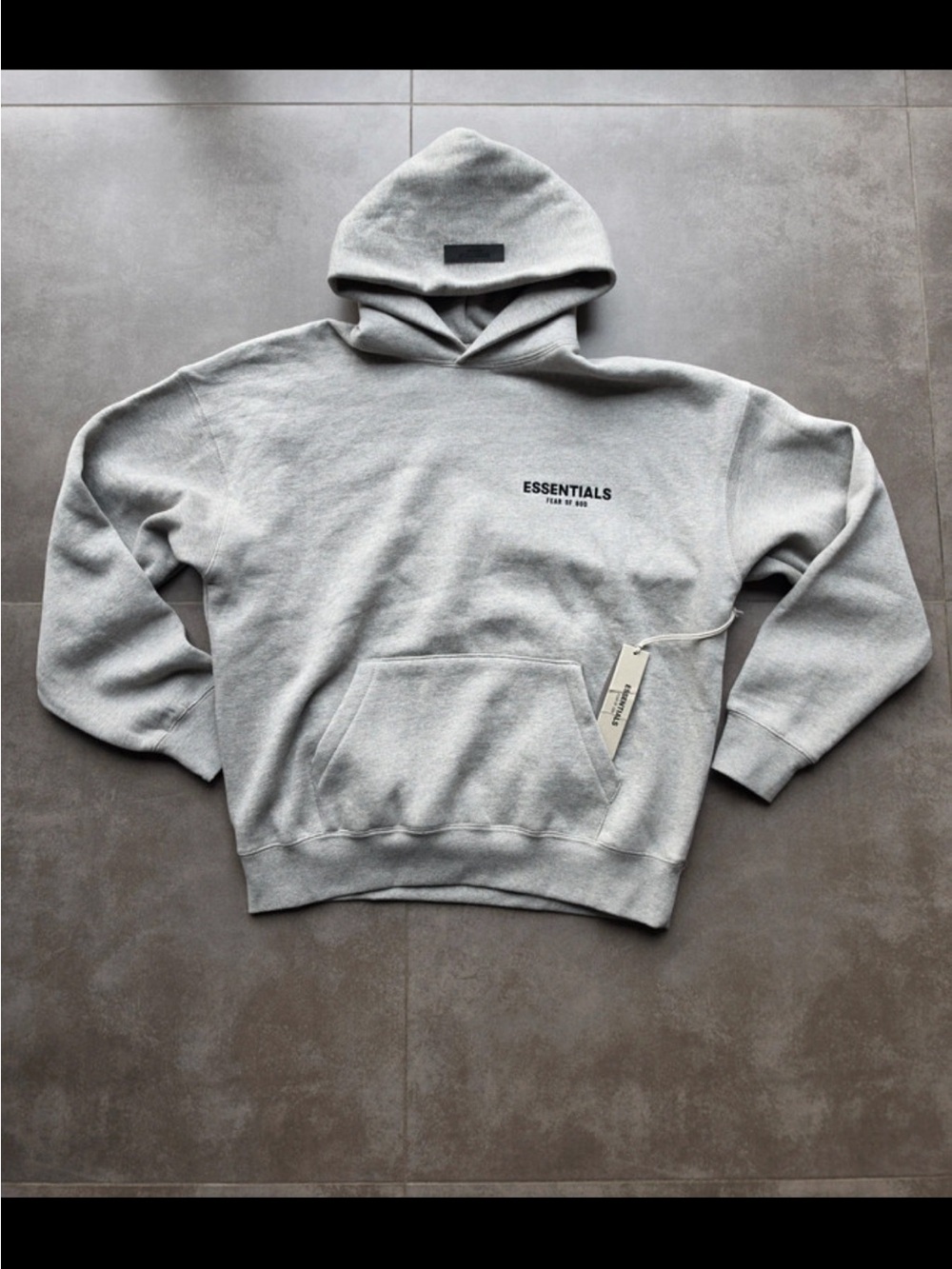 Essentials Men’s Gray Pullover Hoodie with Chest Logo - Picture 2 of 3